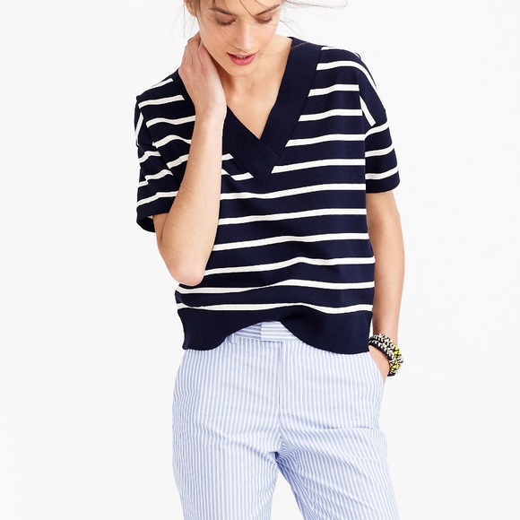J. Crew Tops - J.Crew Loose Fit Knit Stripe Pullover Sz S EUC